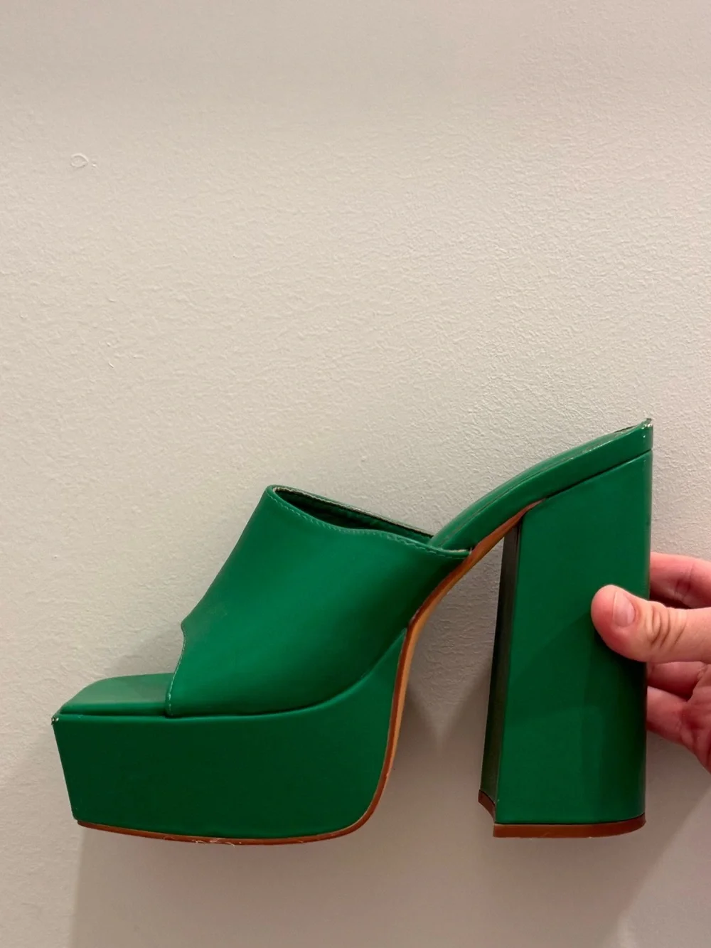 Emerald Green Platform Mule Heels
